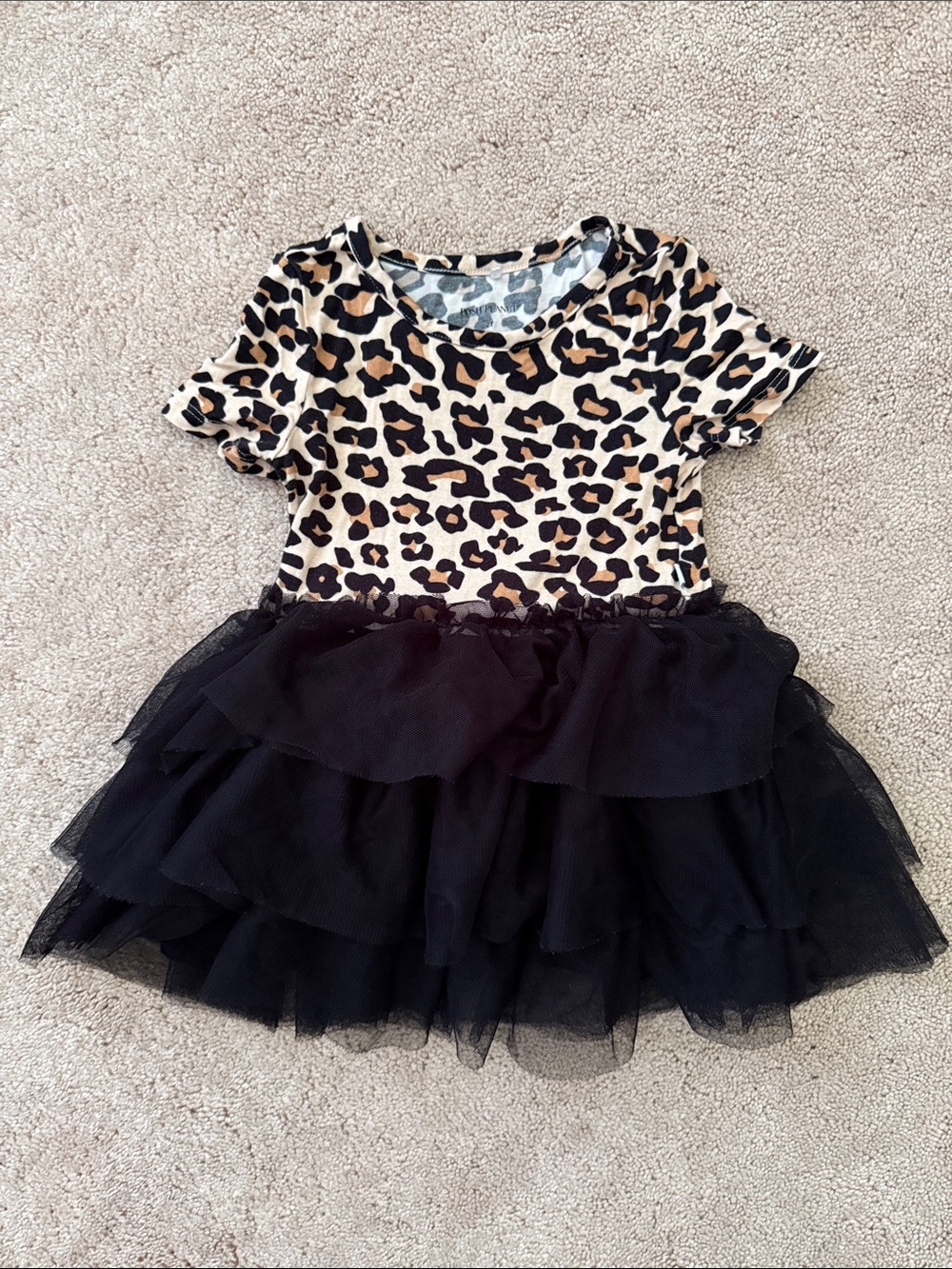 Posh Peanut Leopard Print Dress with Black Tulle